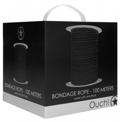 Черная веревка для связывания Bondage Rope - 100 м.