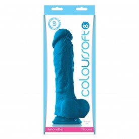 Голубой фаллоимитатор на присоске ColourSoft 8" Soft Dildo - 23,5 см.