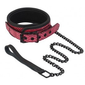 Розово-черный ошейник COLLAR & LEASH с поводком